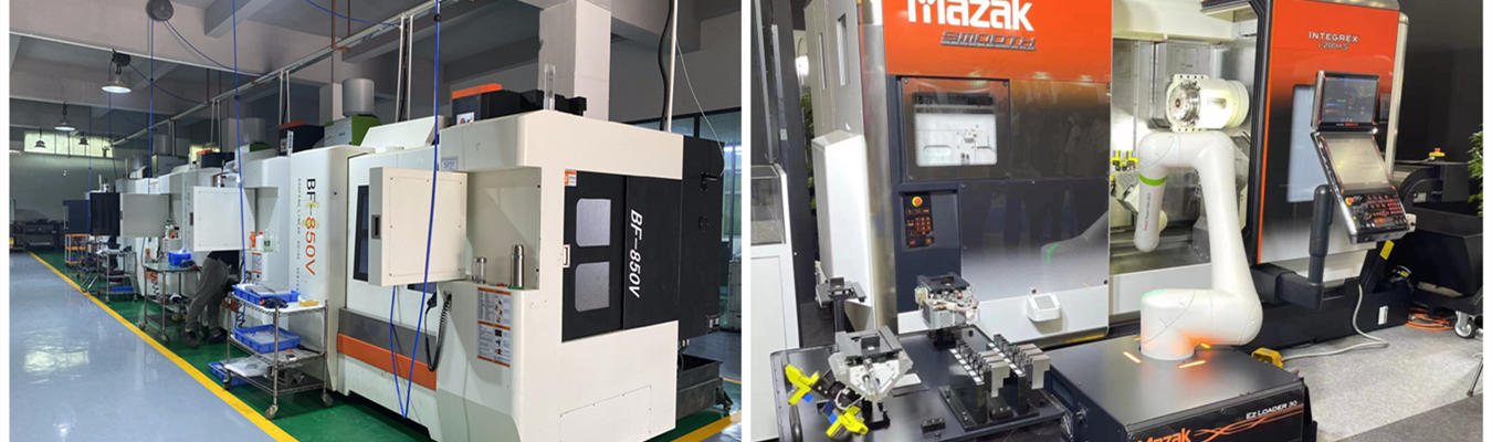 Atelier d'usinage CNC avancé pour pièces complexes Atelier d'usinage CNC avancé : tours suisses multi-axes usinant une pièce complexe de haute précision avec cavités profondes et contre-dépouilles