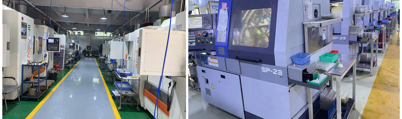 Atelier d'usinage CNC de précision avec machines à décolleter suisses Atelier d'usinage CNC de précision : machines à décolleter suisses effectuant une découpe de métal à grande vitesse
